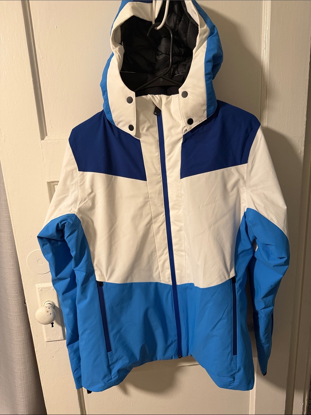 HEAD Women's Element Insulated Hooded Ski Jacket French Admiral Blue White Sz 40